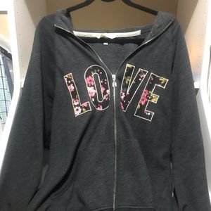 Victoria's Secret Gray Love Floral Hoodie